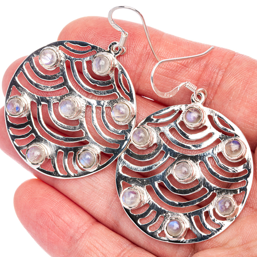 Signature Rainbow Moonstone Earrings 2" (925 Sterling Silver) E1086
