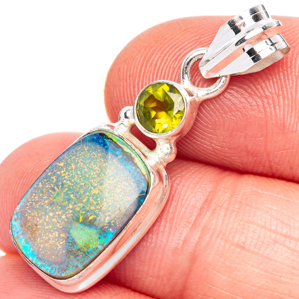 Rare Sterling Opal, Peridot Pendant 1 3/8" (925 Sterling Silver) P39964