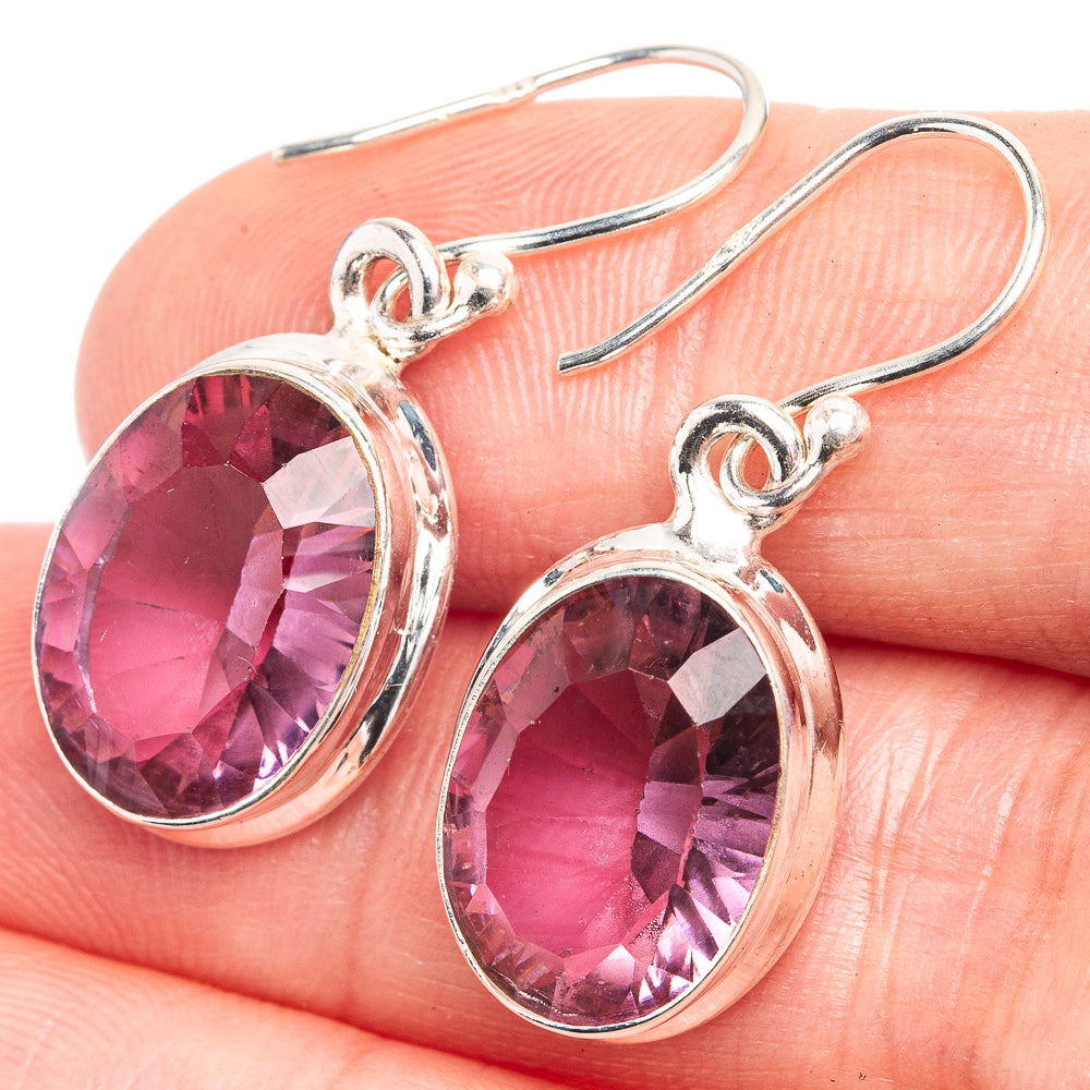 Faceted Color Change Alexandrite (Lab.) Earrings 1 1/4" (925 Sterling Silver) E432554