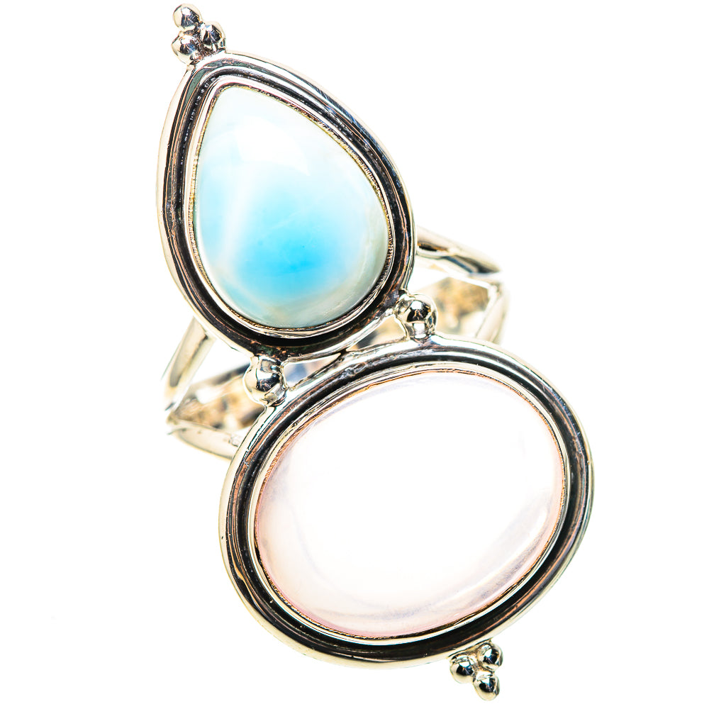 Large Rose Quartz, Larimar Ring Size 9 (925 Sterling Silver) RING138676