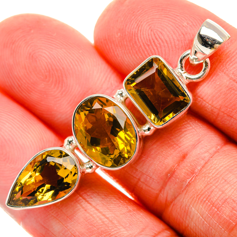 Faceted Citrine Pendant 1 7/8" (925 Sterling Silver) PD38095