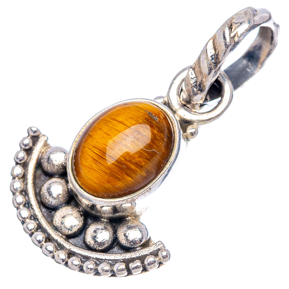 Dainty Tiger's Eye Pendant 7/8" (.925 Sterling Silver)