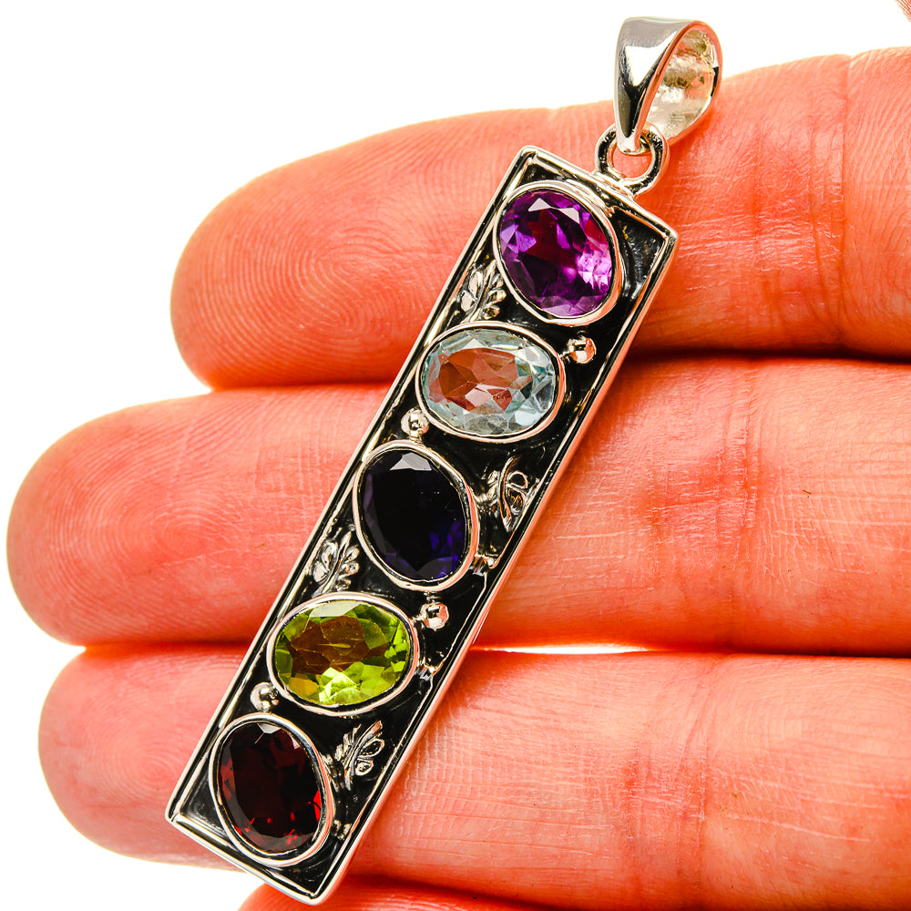 Signature Amethyst, Blue Topaz, Tanzanite, Peridot, Garnet Pendant 2 1/8" (925 Sterling Silver) PD37858