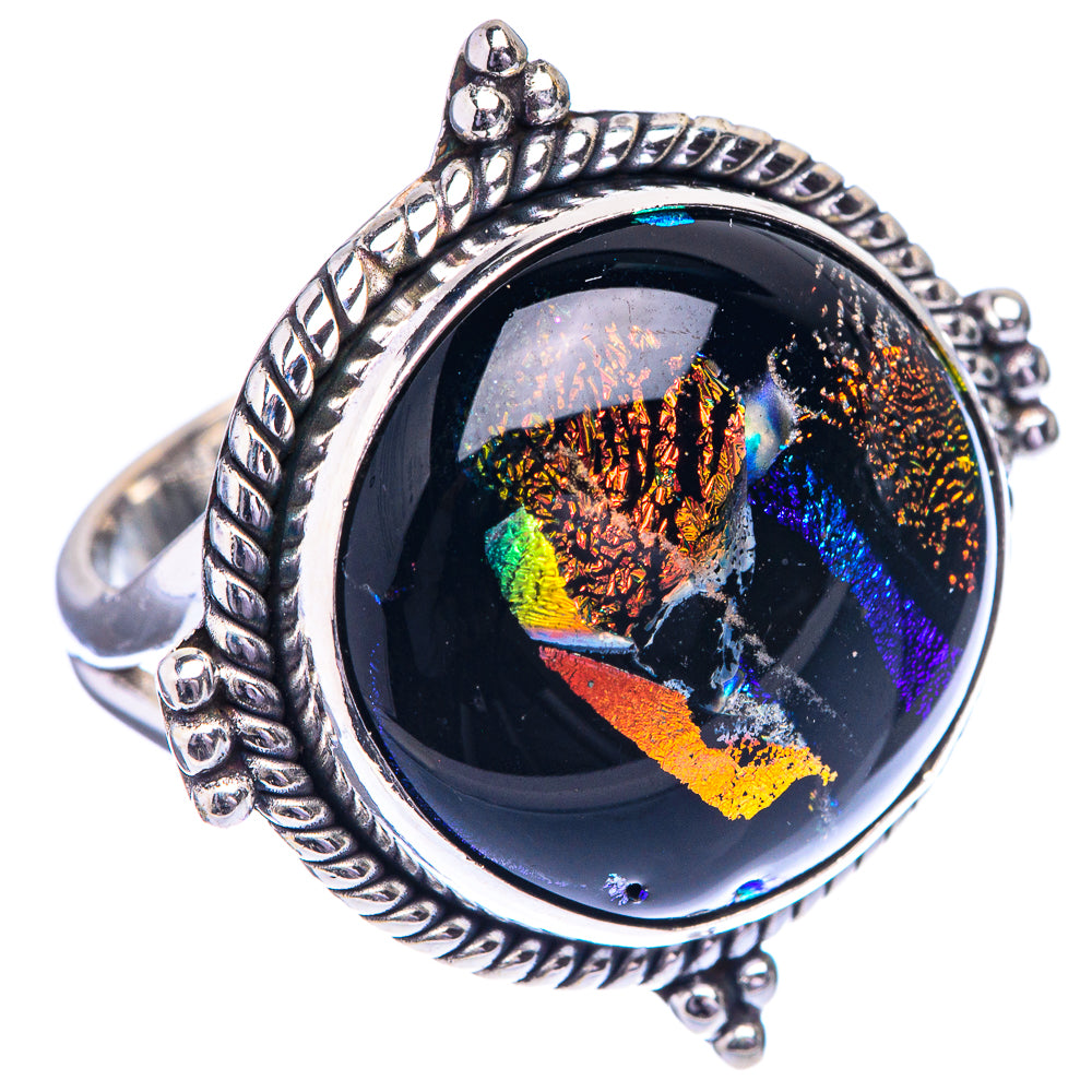 Large Dichroic Glass Ring Size 7.25 (925 Sterling Silver) R142735
