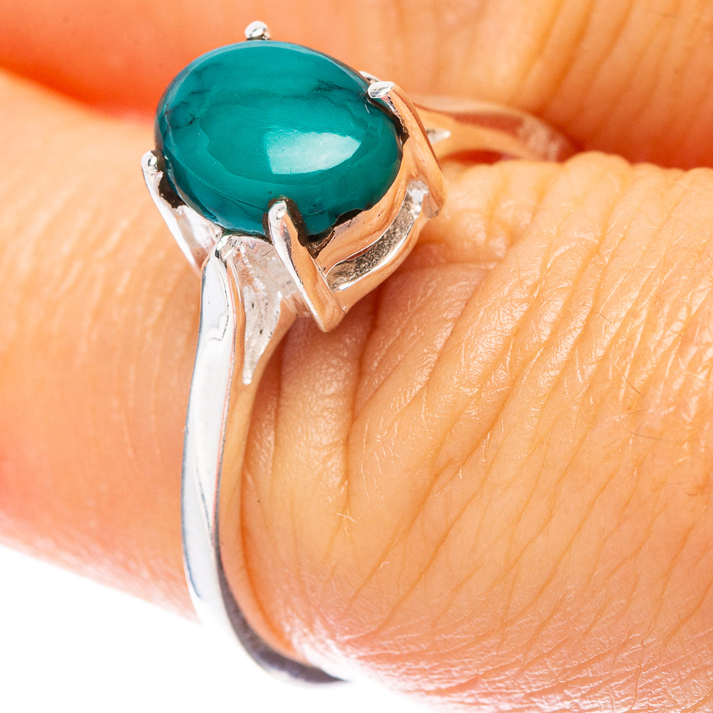 Tibetan Turquoise Dainty Ring Size 7.5 (925 Sterling Silver) R5893