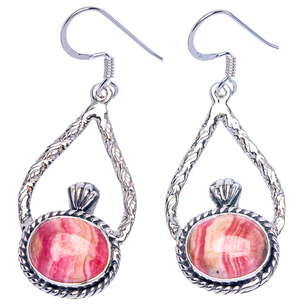 Premium Rhodochrosite Earrings 1 3/4" (925 Sterling Silver) E1193