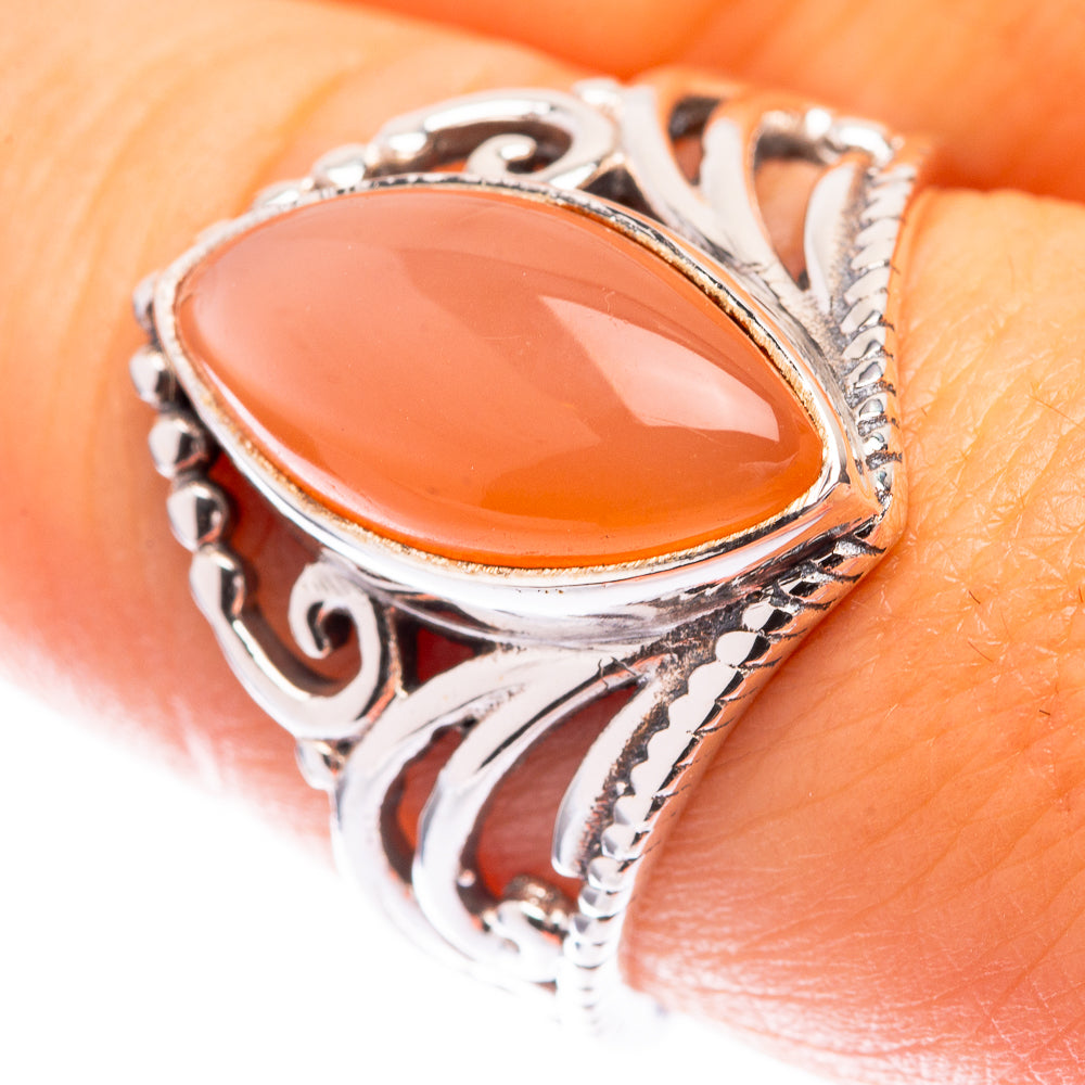 Peach Moonstone Ring Size 8.25 (925 Sterling Silver) R141310