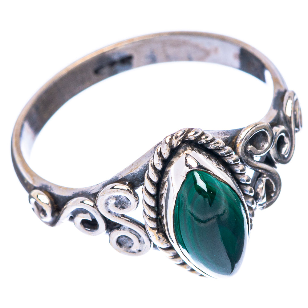 Malachite Dainty Ring Size 6.75 (925 Sterling Silver) R5780