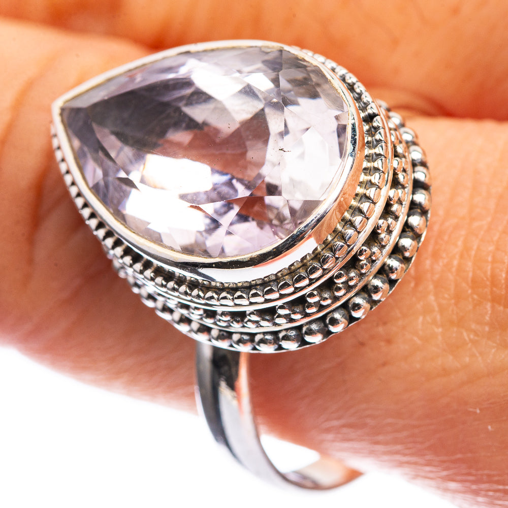 Faceted Pink Amethyst 925 Sterling Silver Ring Size 10.75