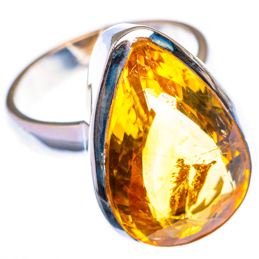 Large Faceted Citrine Ring Size 8.25 (925 Sterling Silver) RING140063