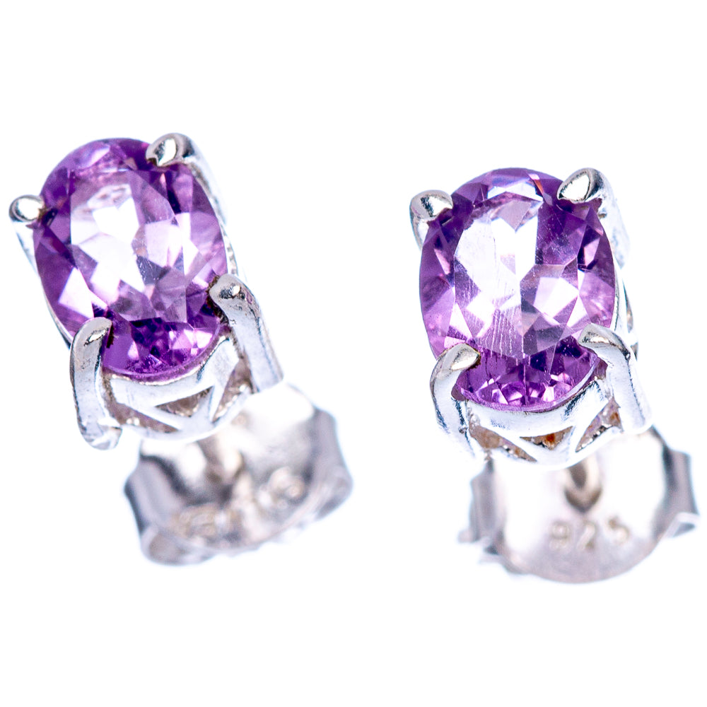 Faceted Amethyst Dainty Earrings 1/4" (925 Sterling Silver) E2056