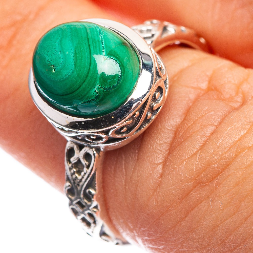 Malachite Dainty Ring Size 7 (925 Sterling Silver) R142546