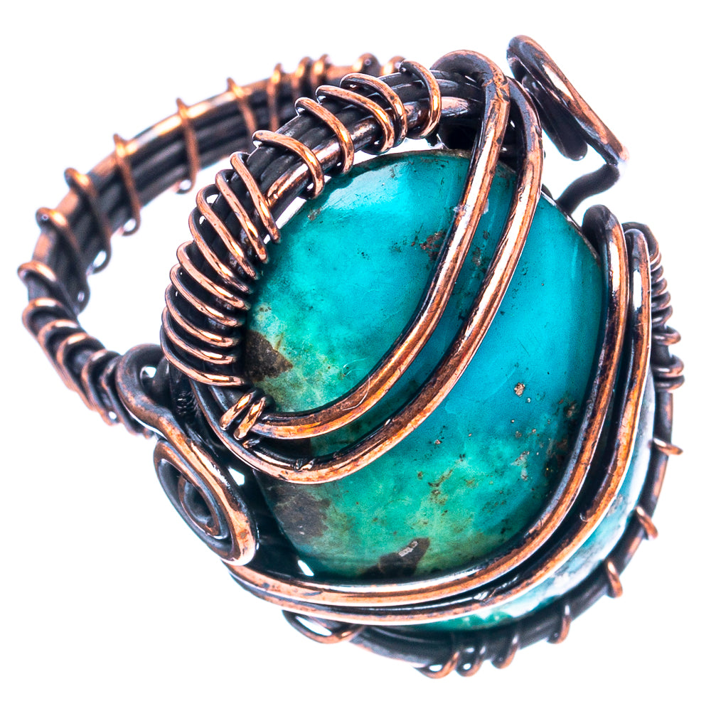 Turquoise Wire Wrap Ring Size 5 (Oxidized Copper)