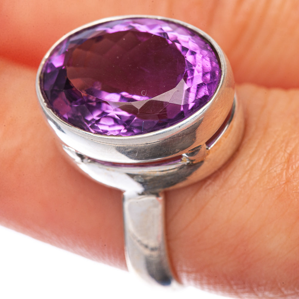 Faceted Premium Amethyst Ring Size 7.75 (925 Sterling Silver) R145103