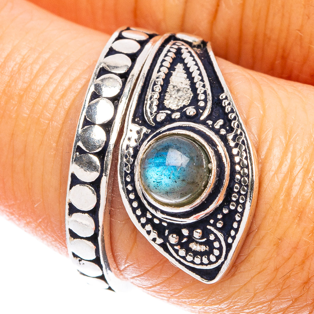 Labradorite Dainty Ring Size 6 Adjustable (925 Sterling Silver) R5216