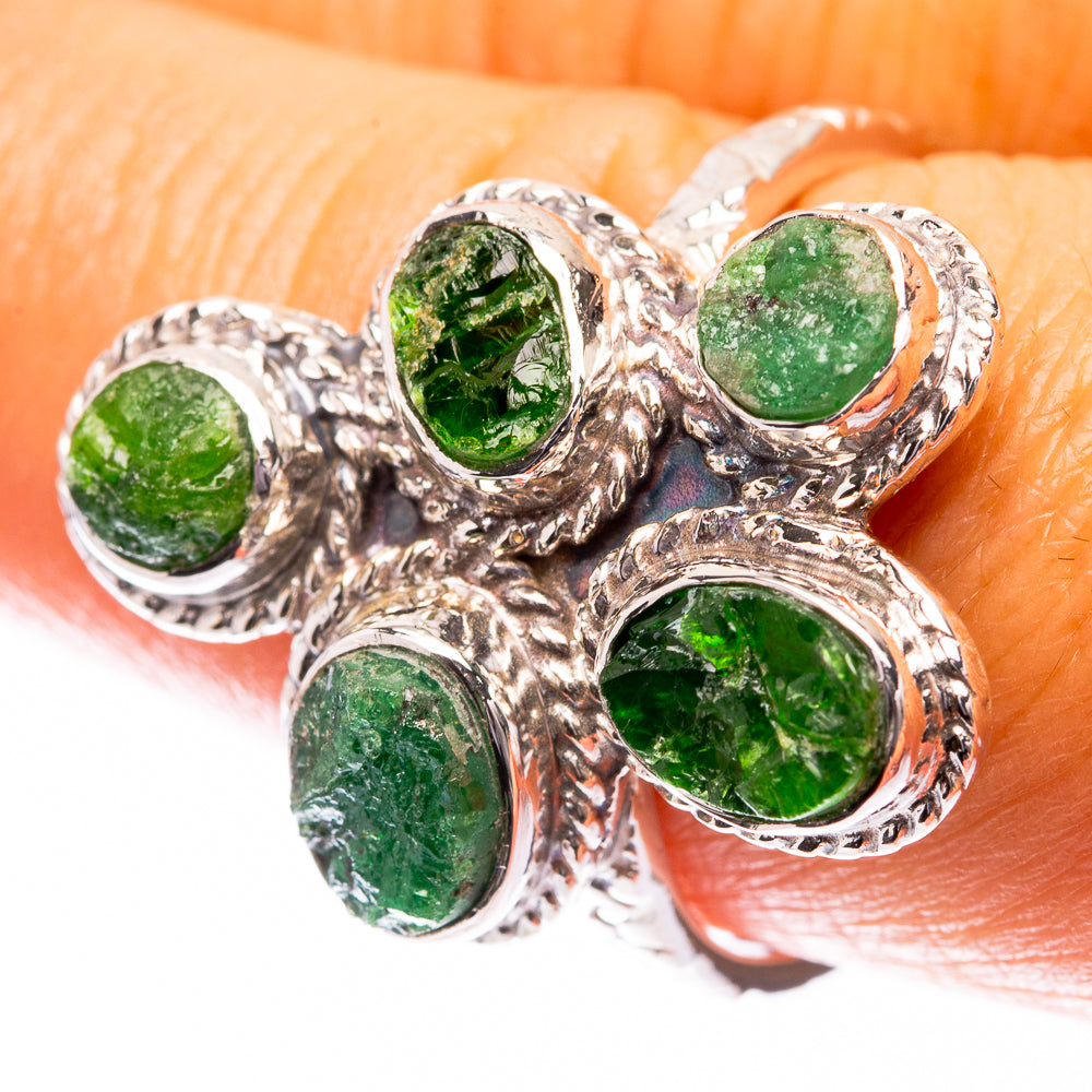 Premium Rough Chrome Diopside Ring Size 9 (925 Sterling Silver) R141765