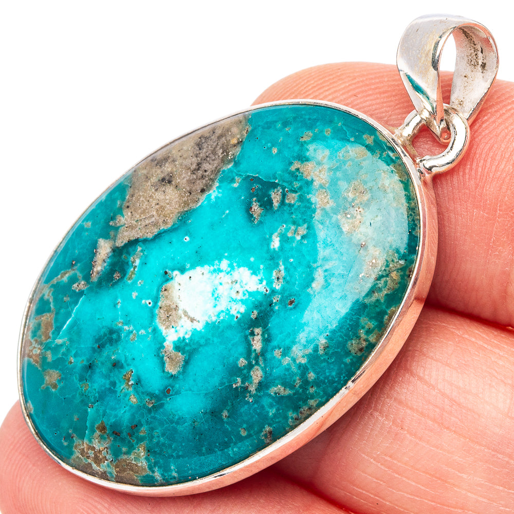 Rare Persian Turquoise Pendant 1 5/8" (925 Sterling Silver) P43183