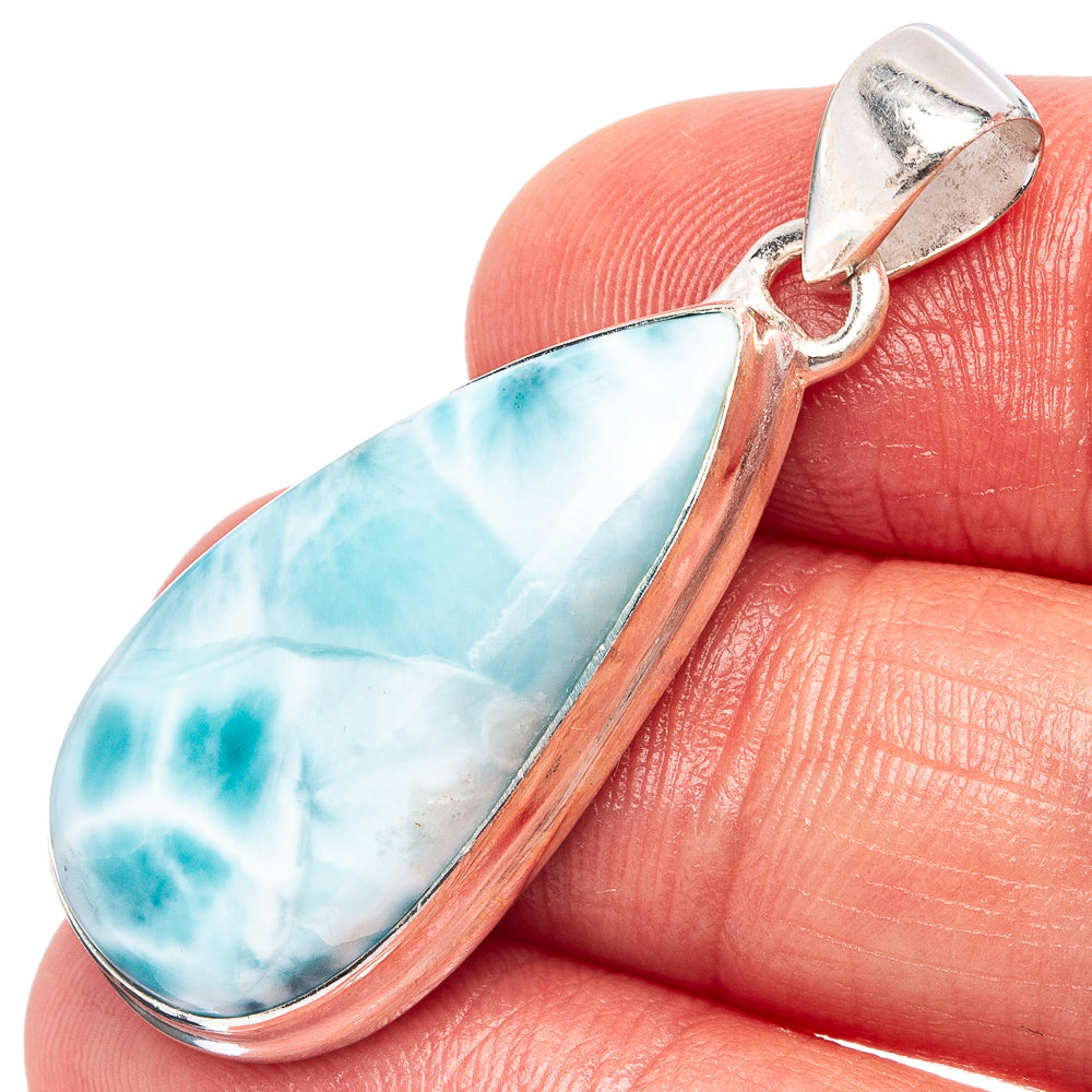 Rare Larimar Pendant 1 5/8" (.925 Sterling Silver)