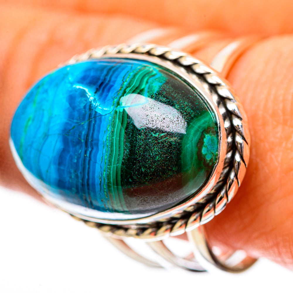 Large Malachite In Chrysocolla Ring Size 10.75 (925 Sterling Silver) RING139111