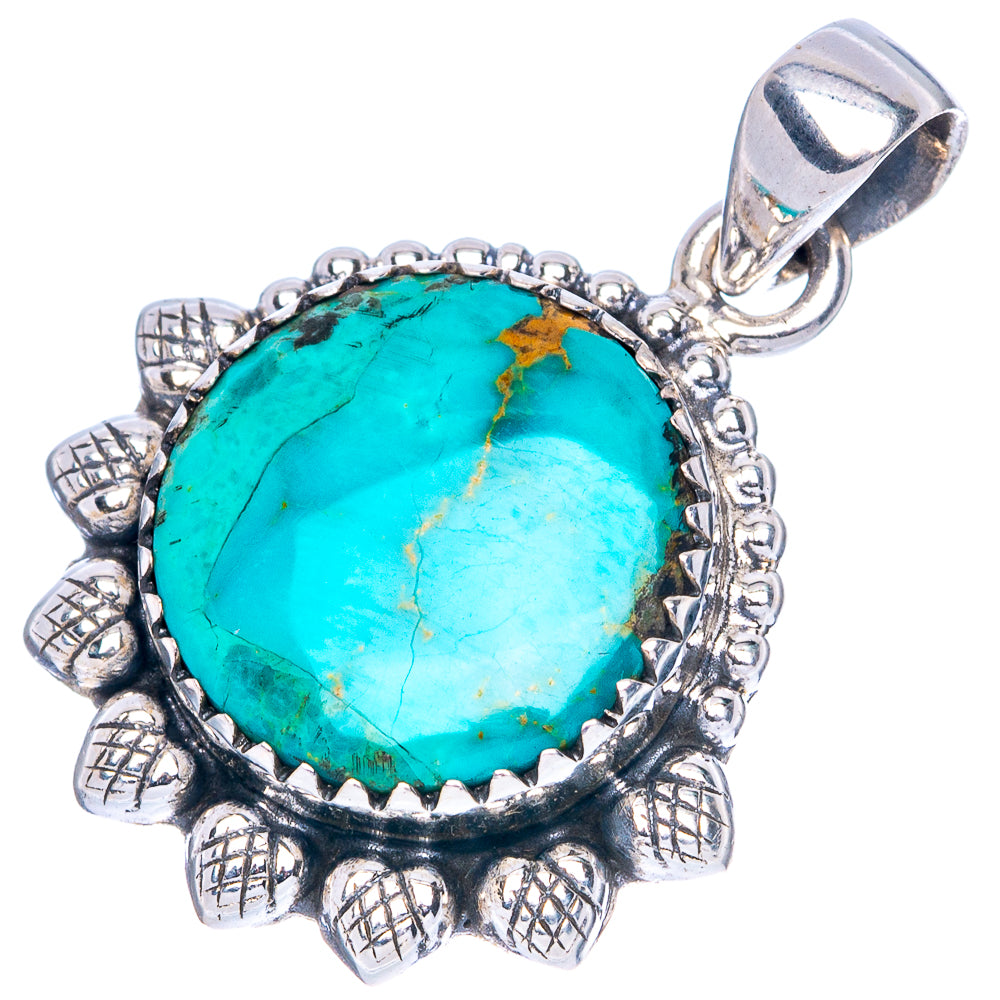 Rare Arizona Turquoise Pendant 1 1/8" (925 Sterling Silver) P42012