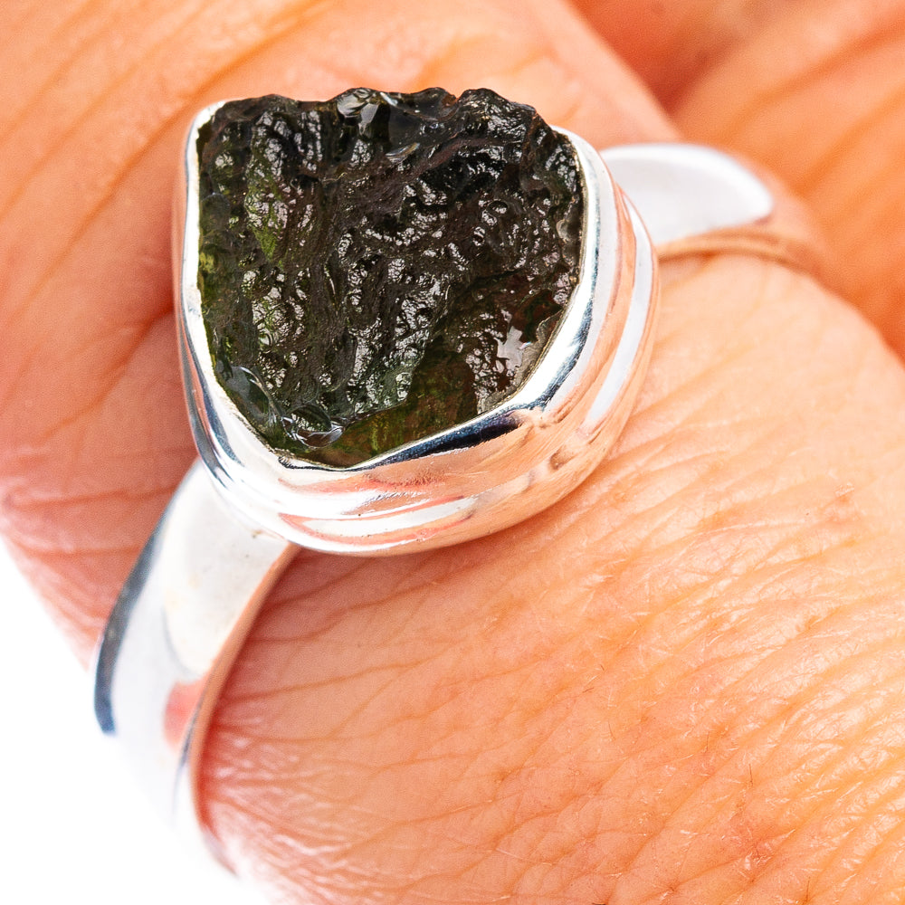 Rare Czech Moldavite Ring Size 9 (.925 Sterling Silver)