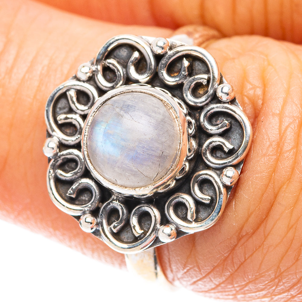 Rainbow Moonstone Ring Size 6.75 (925 Sterling Silver) R5644