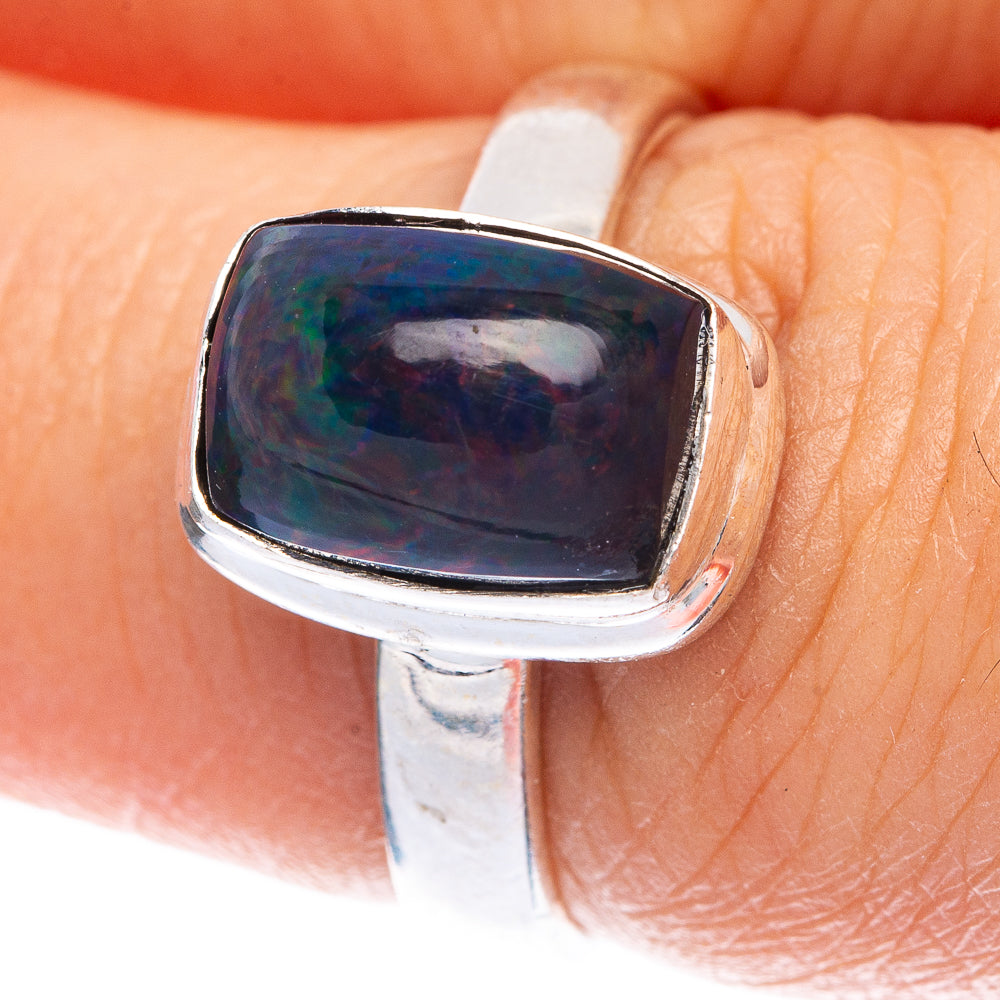 Black Opal Ring Size 6.75 (925 Sterling Silver) R144619