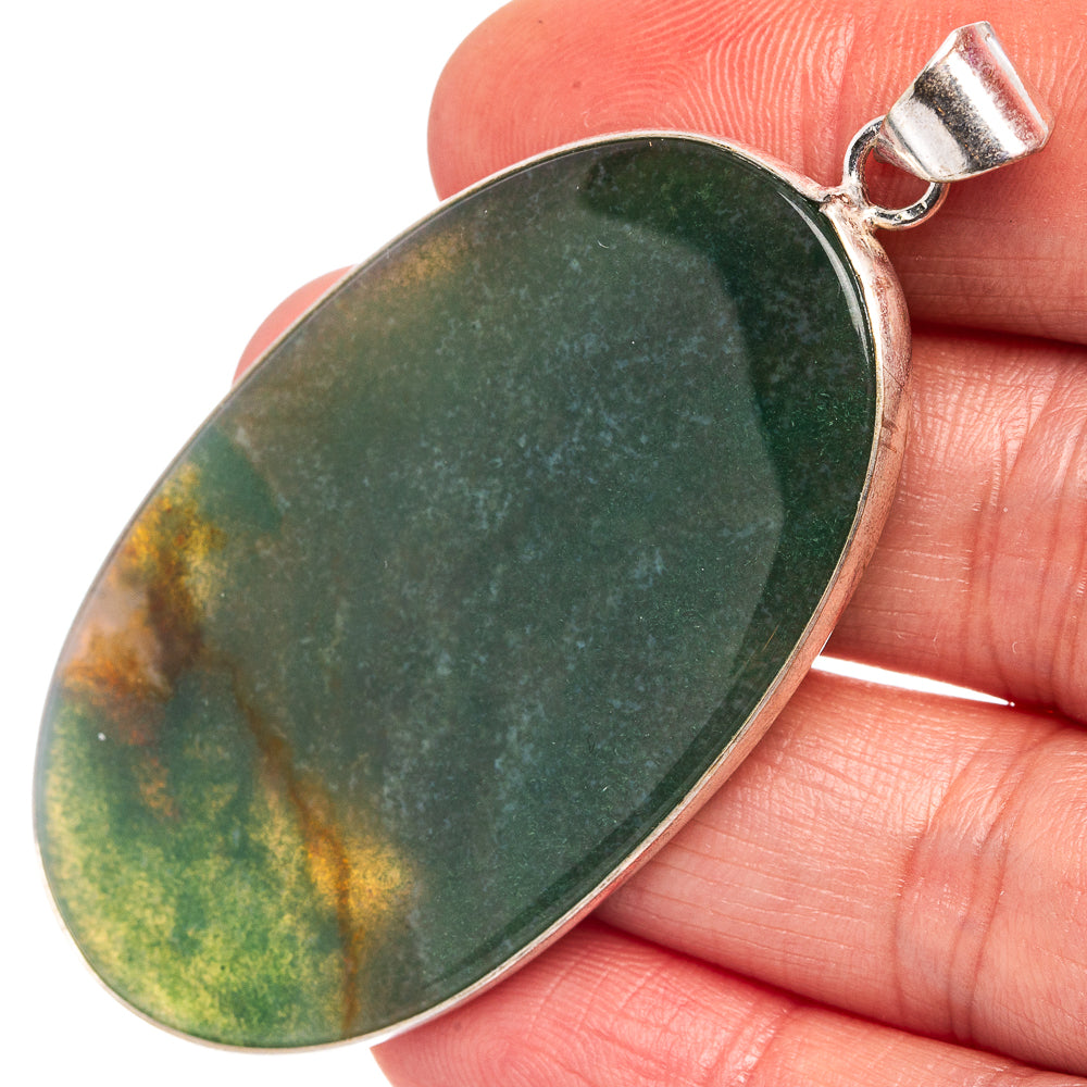 Green Aventurine Pendant 2 1/2" (Silver Plated)