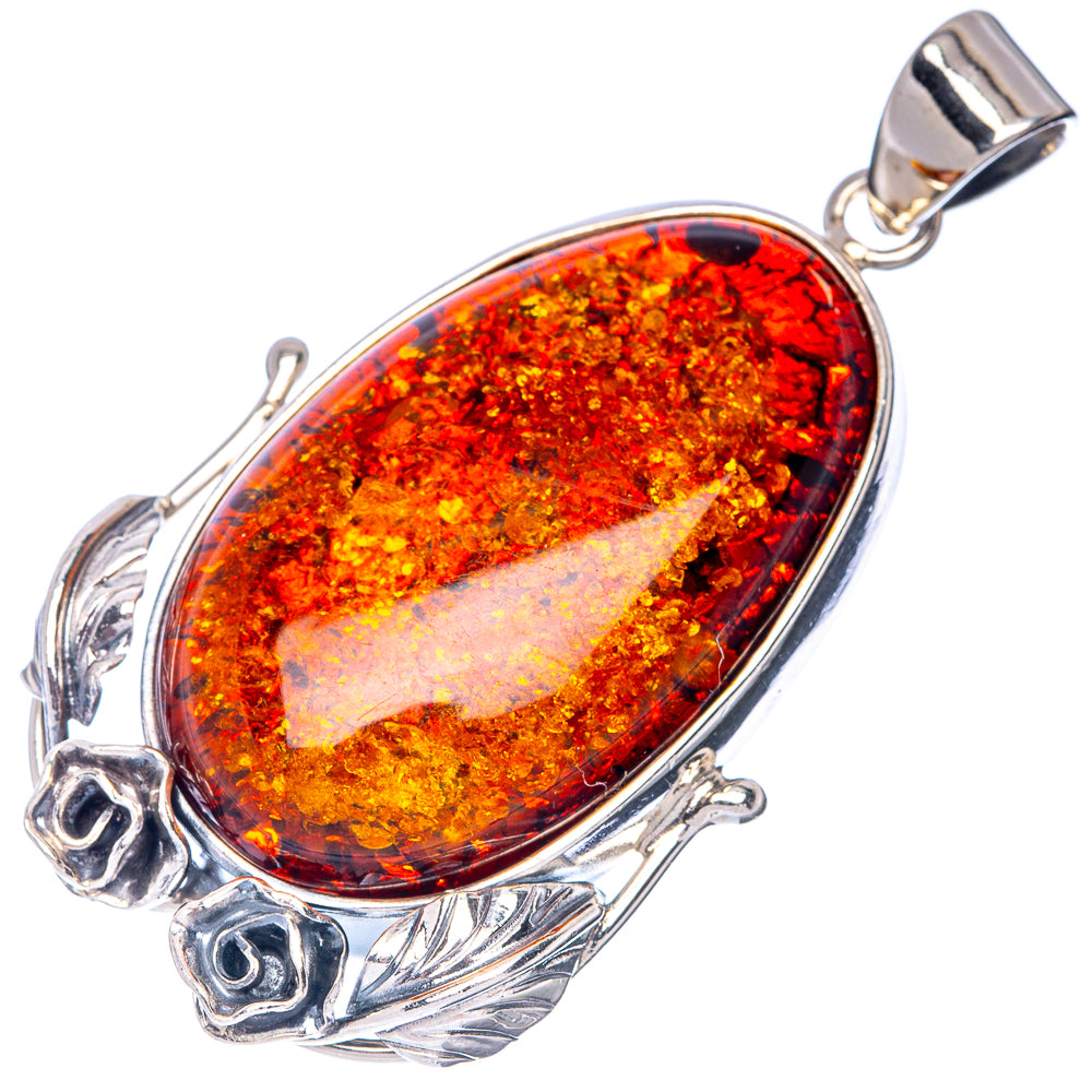 Anasilvercos Baltic Amber Pendant 2 1/4" (925 Sterlnig Silver)