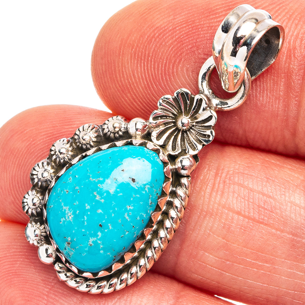 Rare Sleeping Beauty Turquoise Pendant 1 3/8" (.925 Sterling Silver)
