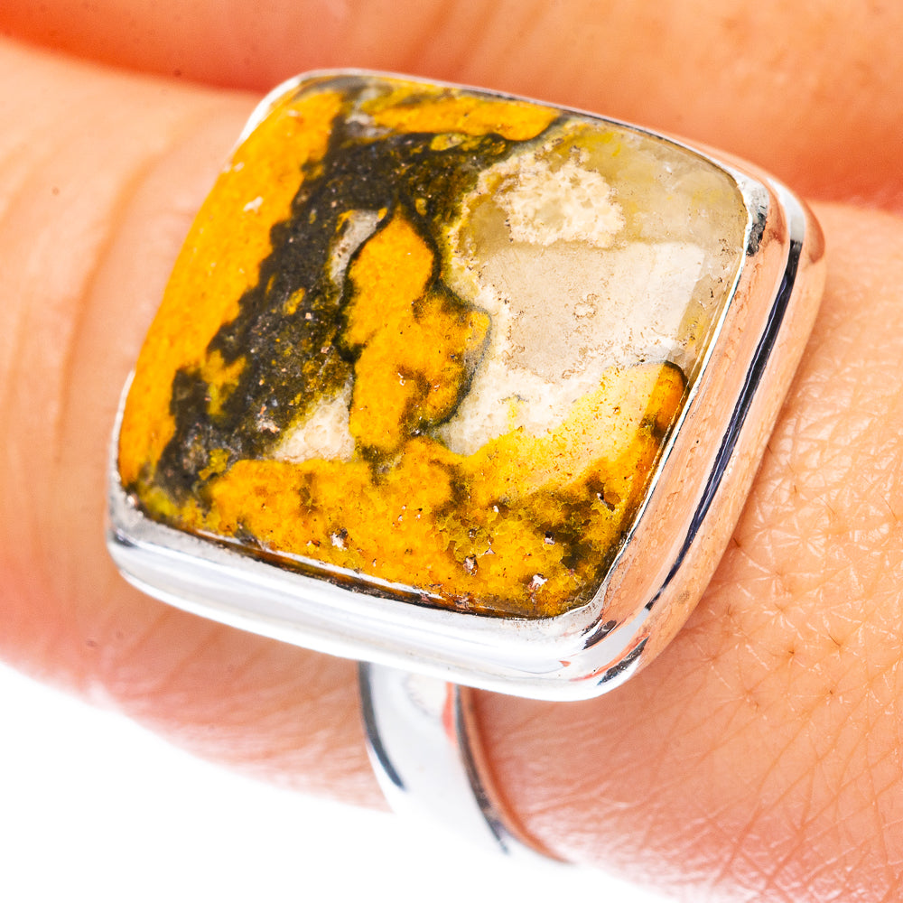 Bumblebee Jasper Ring Size 8 (925 Sterling Silver) R3289