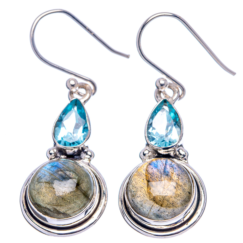 Labradorite Earrings 1 1/2" (.925 Sterling Silver)