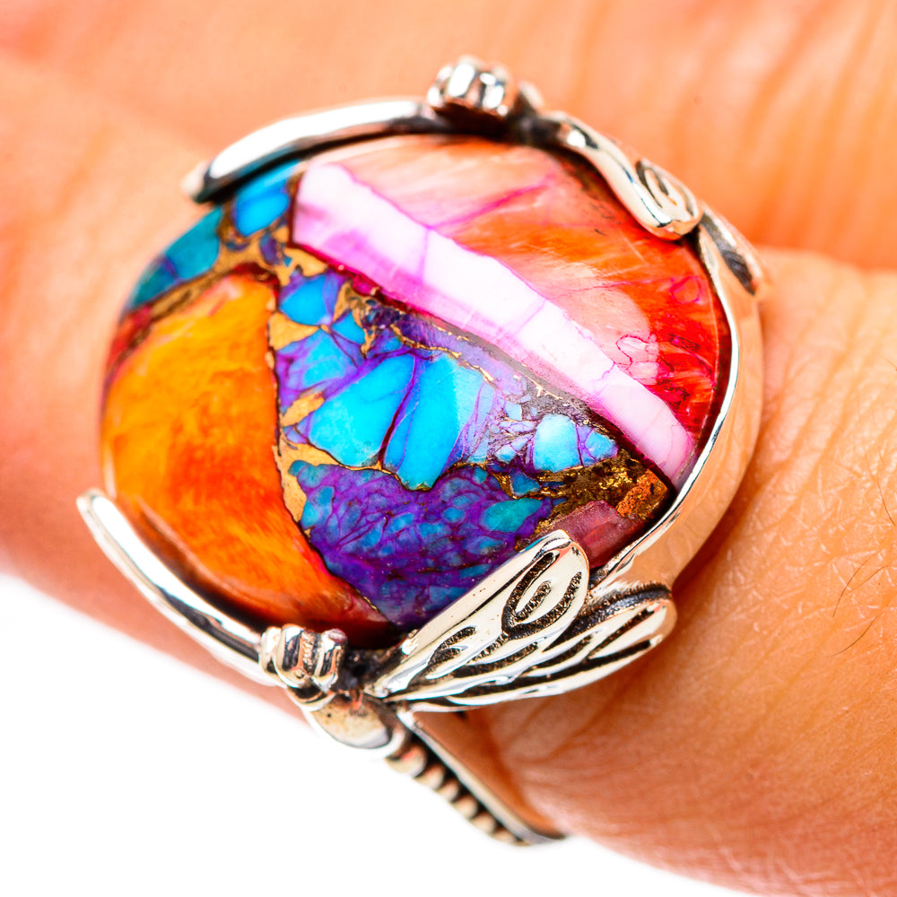 Kingman Pink Dahlia Turquoise Ring Size 7 (925 Sterling Silver) RING138785