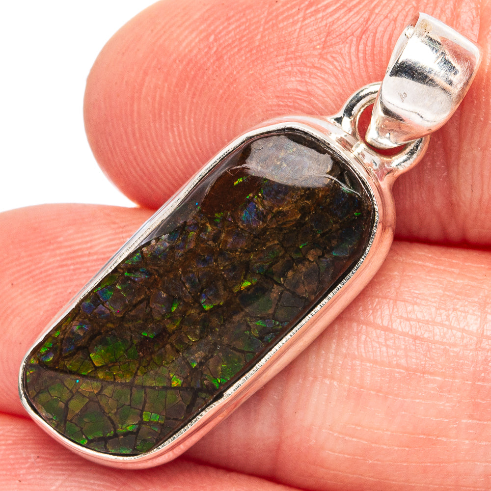 Rare Ammolite Pendant 1 3/8" (925 Sterling Silver) P43406