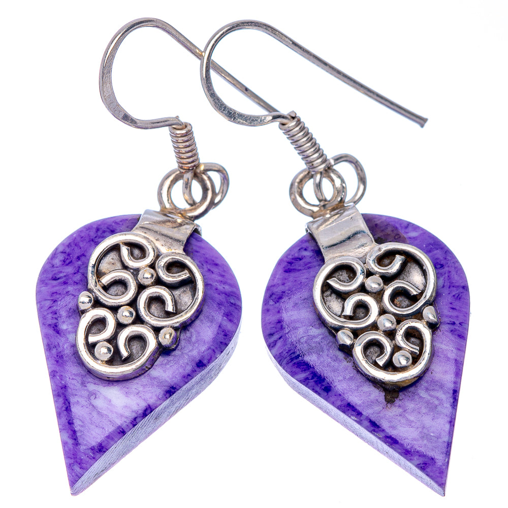 Charoite Earrings 1 1/2" (925 Sterling Silver) E433154
