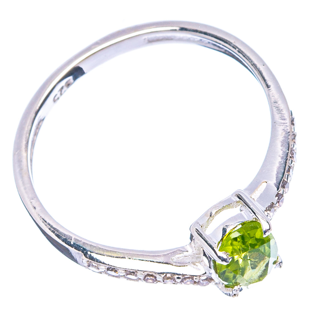 Value Faceted Peridot, Cubic Zirconia Ring Size 6.75 (.925 Sterling Silver)