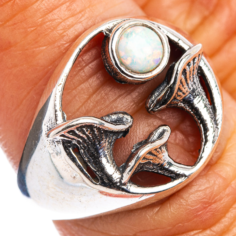 Lab Opal Mushroom Dainty Ring Size 7 (.925 Sterling Silver)