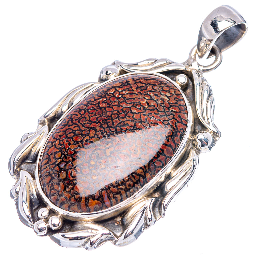 Rare Premium Dinosaur Bone Pendant 1 7/8" (.925 Sterling Silver)