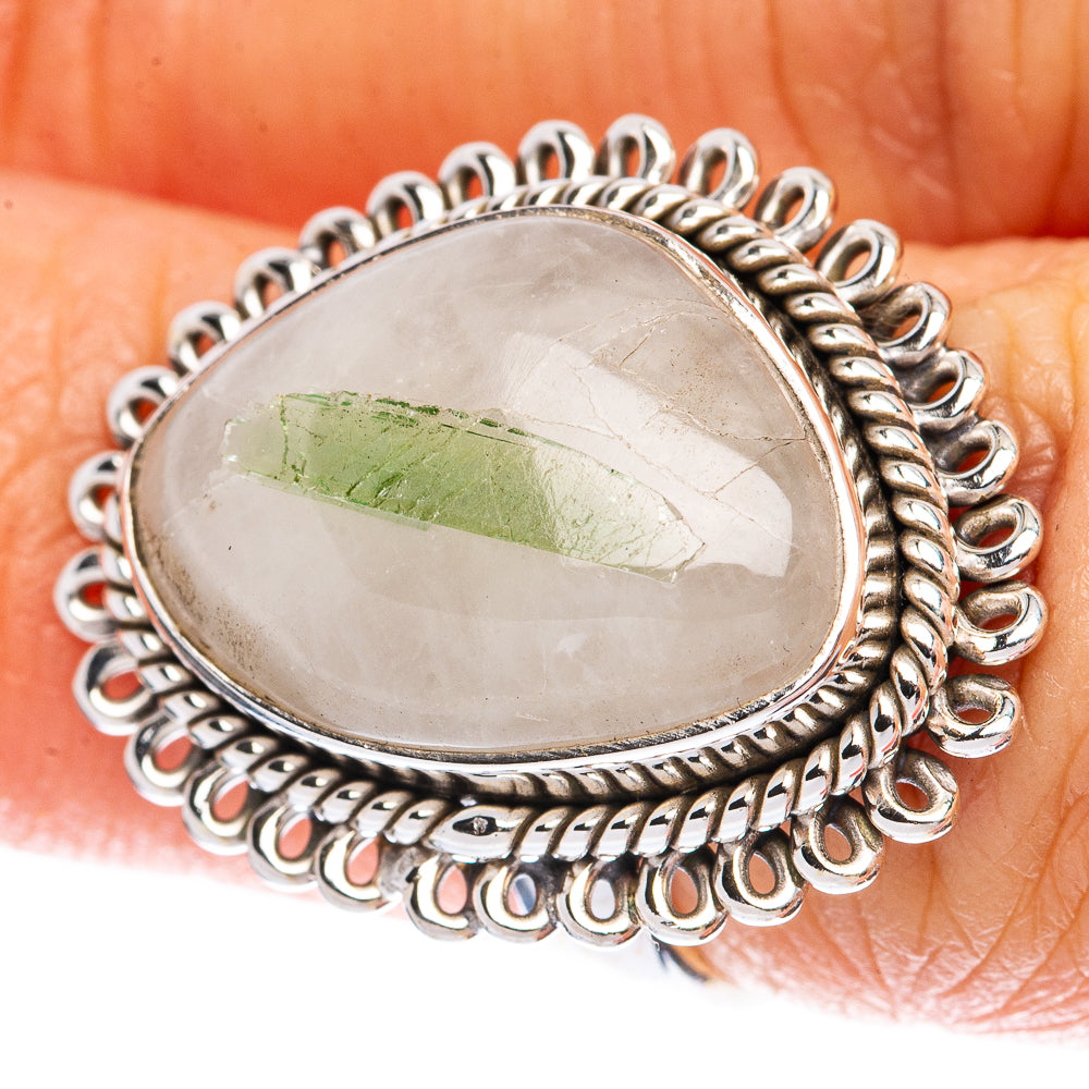Green Tourmaline In Quartz Ring Size 6 (925 Sterling Silver) R1937