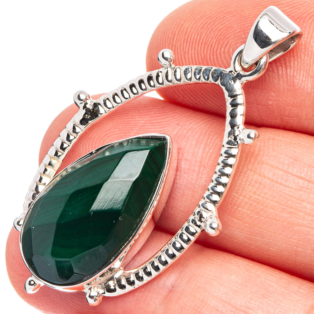 Malachite 925 Sterling Silver Premium Pendants 1 5/8" (925 Sterling Silver) P43764