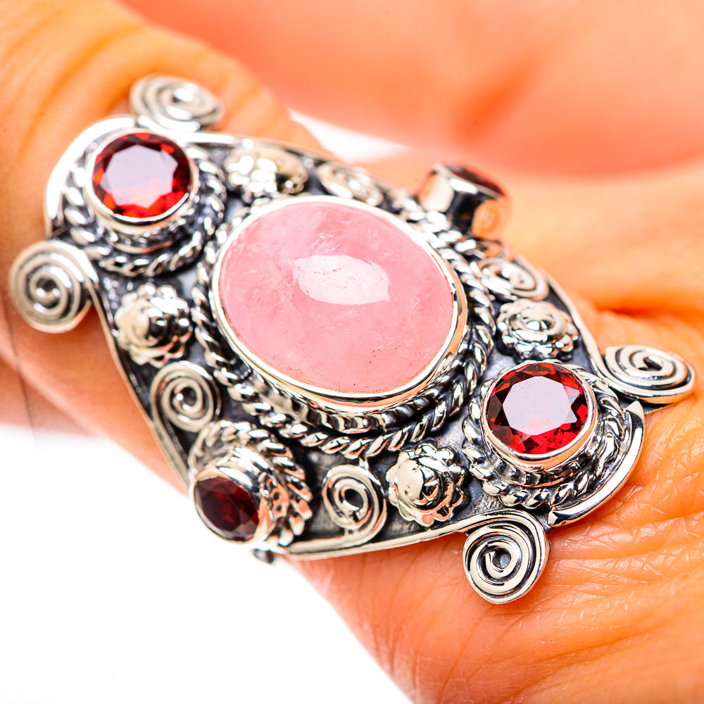Signature Large Morganite, Garnet Ring Size 8.75 (925 Sterling Silver) RING138312
