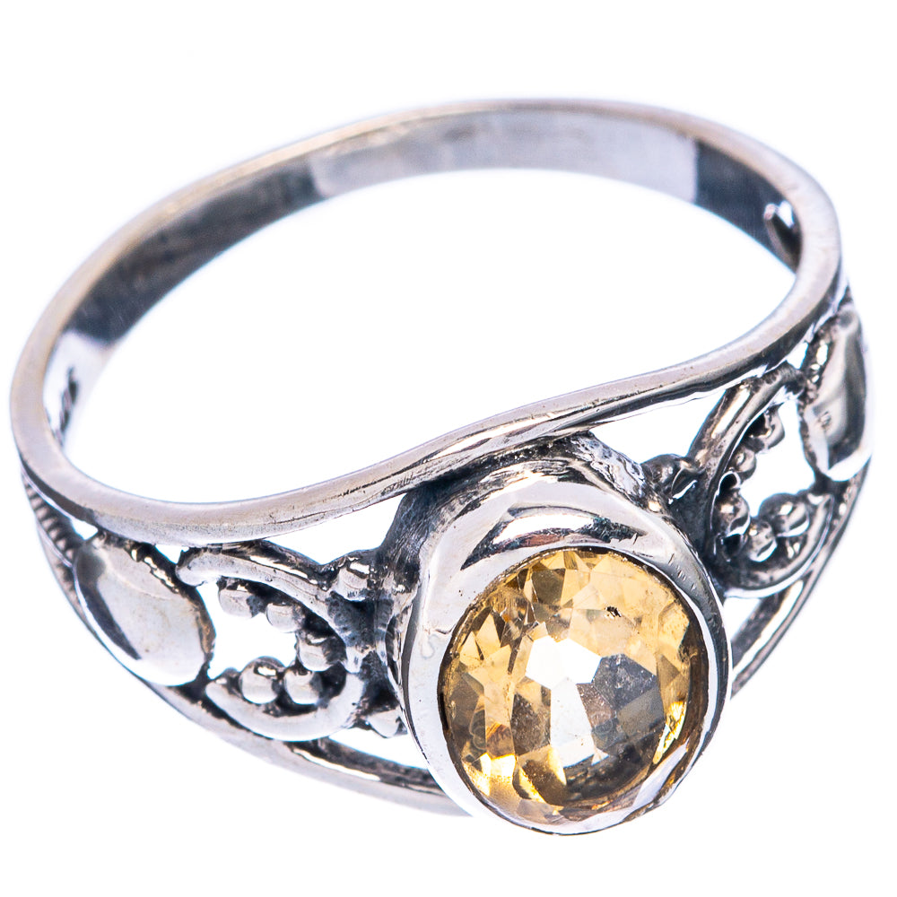 Faceted Citrine Dainty Ring Size 7.75 (925 Sterling Silver) R6034