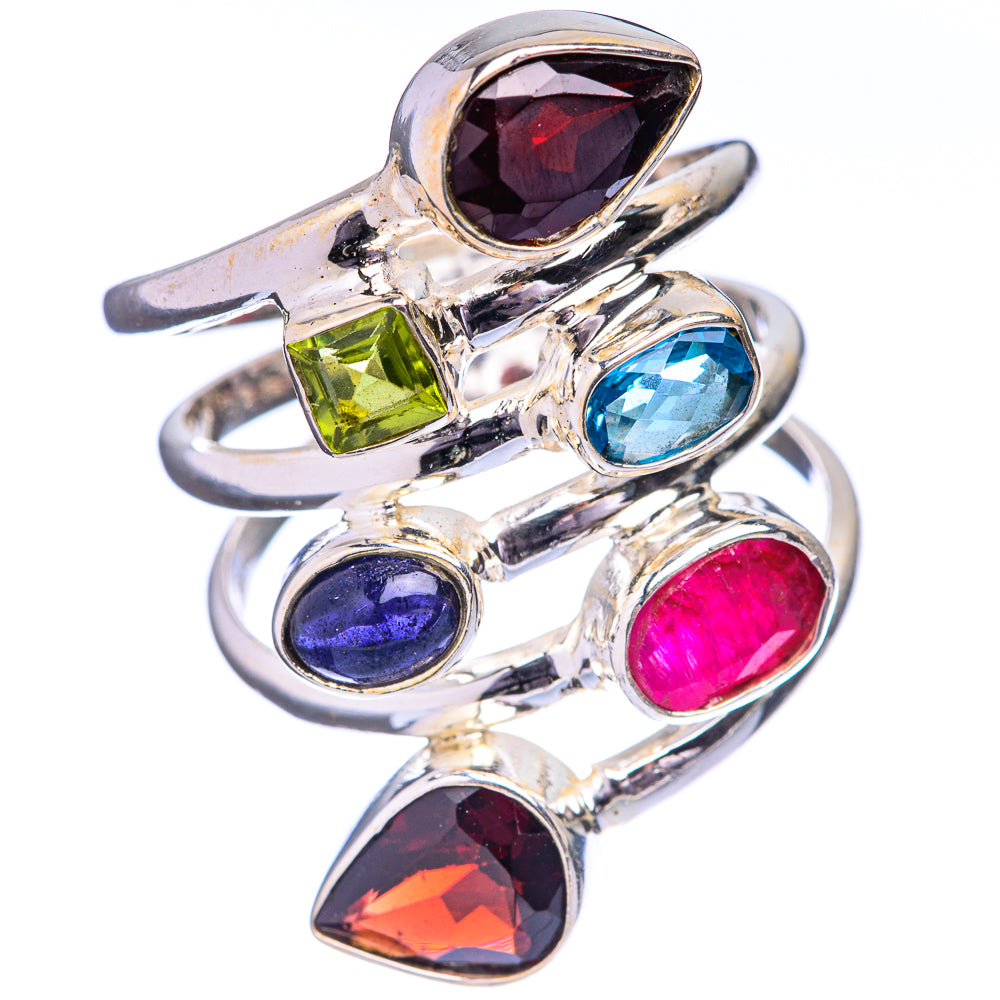 Garnet, Ruby, Peridot, Blue Topaz, Tanzanite Ring Size 9 (925 Sterling Silver) R142706