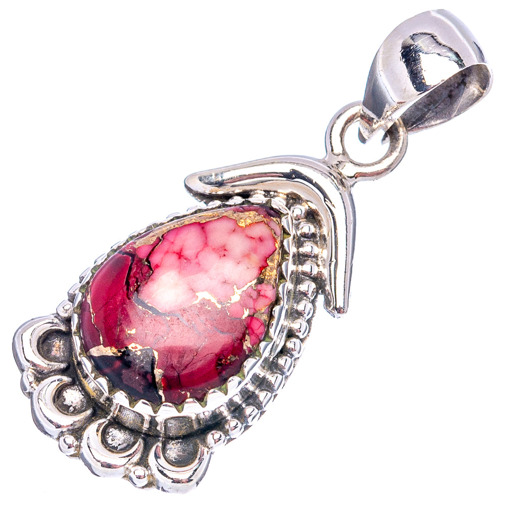 Red Dahlia Mohave Turquoise Pendant 1 1/4" (.925 Sterling Silver)