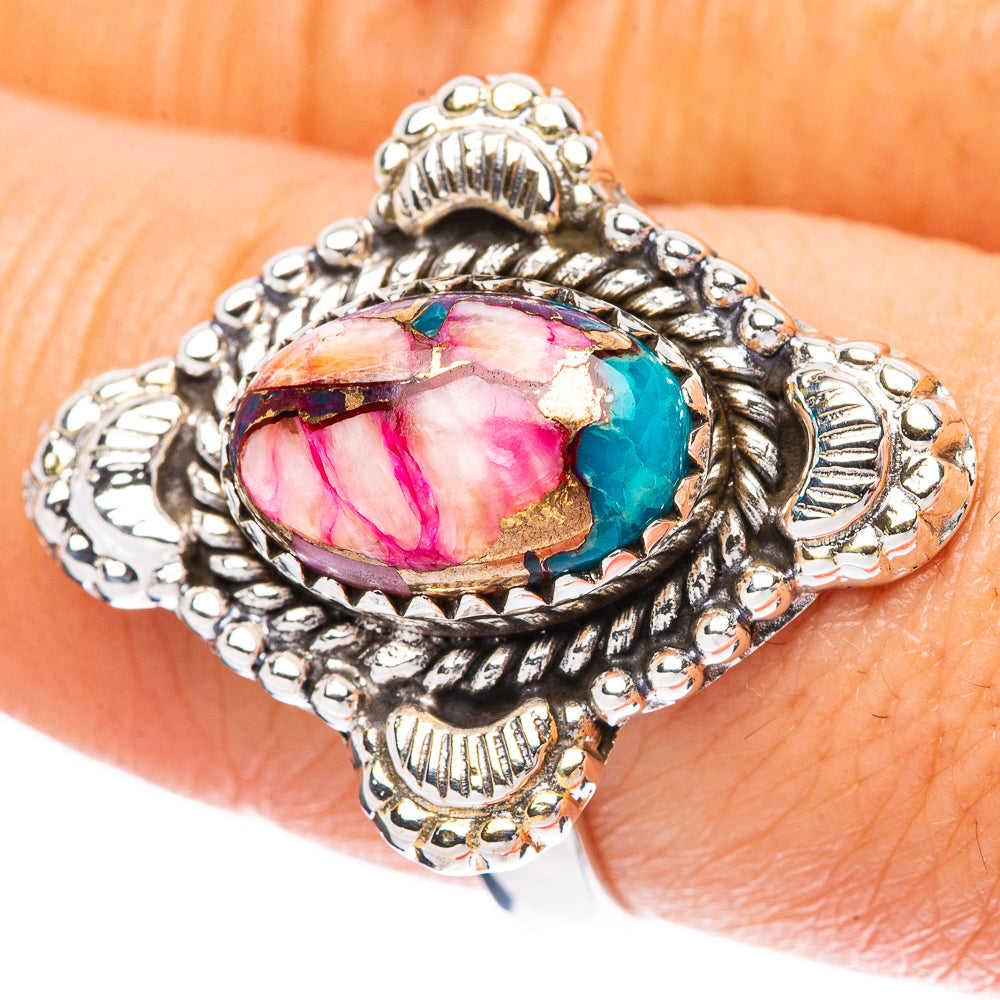 Kingman Pink Dahlia Turquoise 925 Sterling Silver Ring Size 8.5 (925 Sterling Silver) R3870