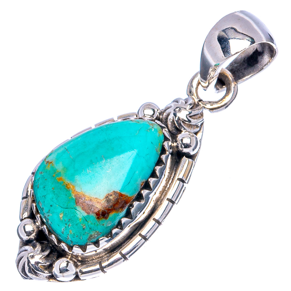 Rare Kingman Turquoise Pendant 1 1/4" (.925 Sterling Silver)