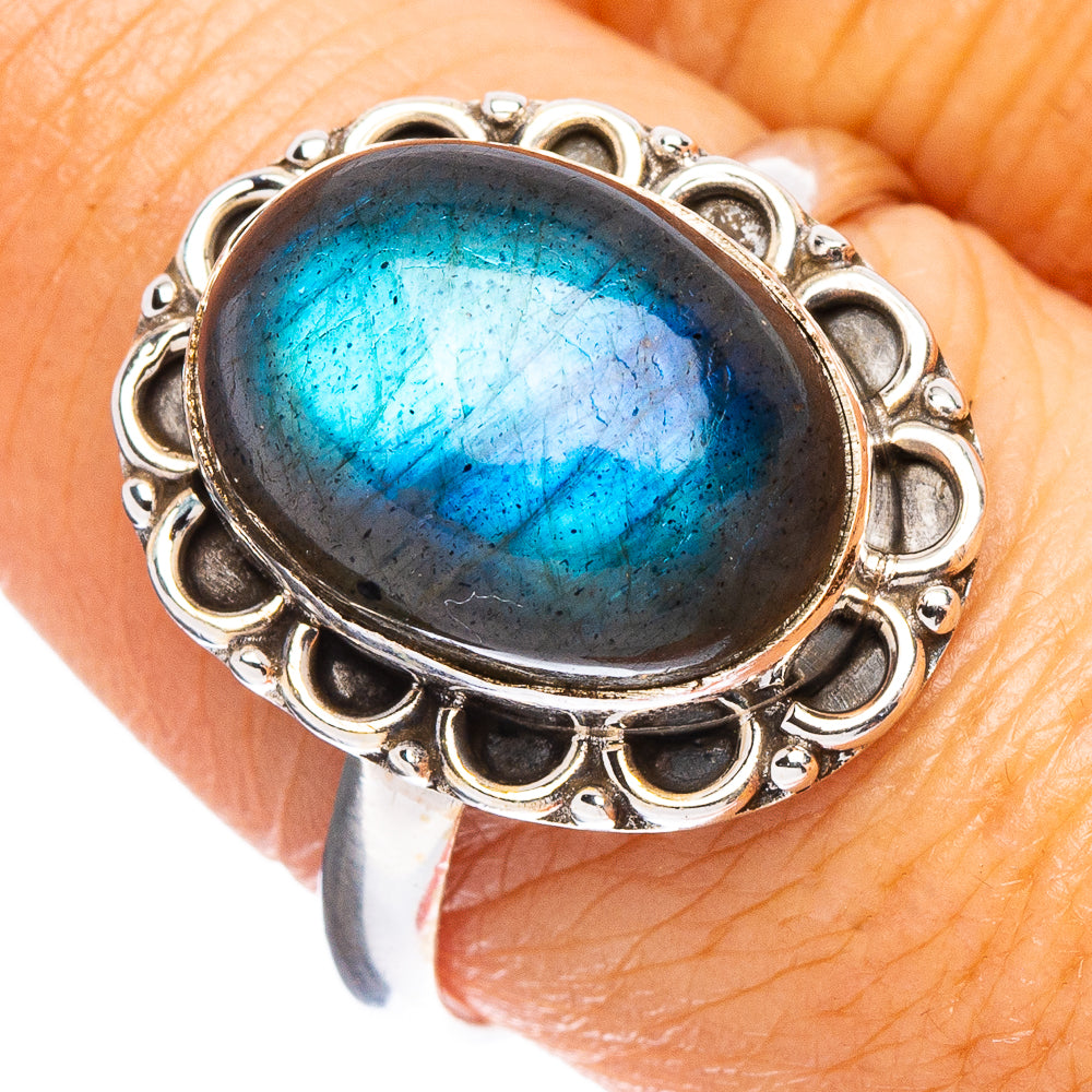 Labradorite Ring Size 8.5 (925 Sterling Silver) R7987