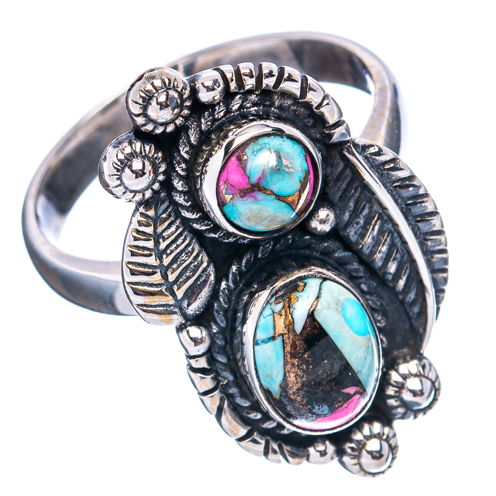Native Style Cotton Candy Turquoise Ring Size 7 (.925 Sterling Silver)