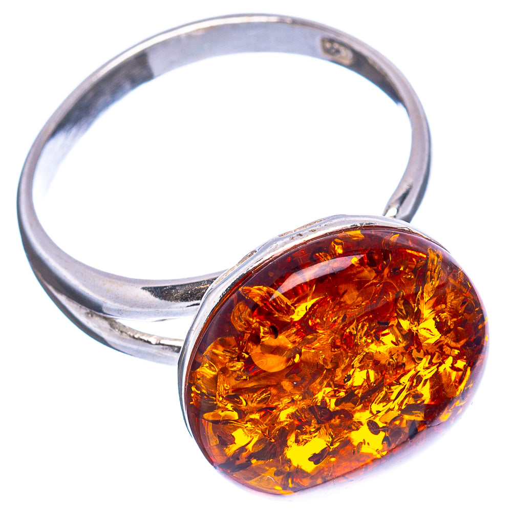 Baltic Amber Ring Size 7 Adjustable (.925 Sterling Silver)