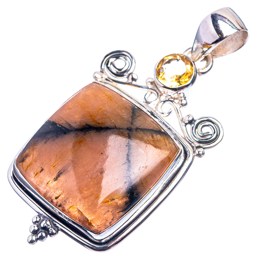 Chiastolite, Citrine Pendant 1 7/8" (925 Sterling Silver) P38930